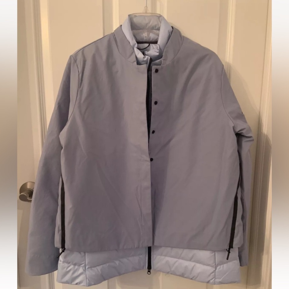 NIKE Down Puffer w/ WindbreakerJacket Women Large Blue 2PC. Set Water Resistant
